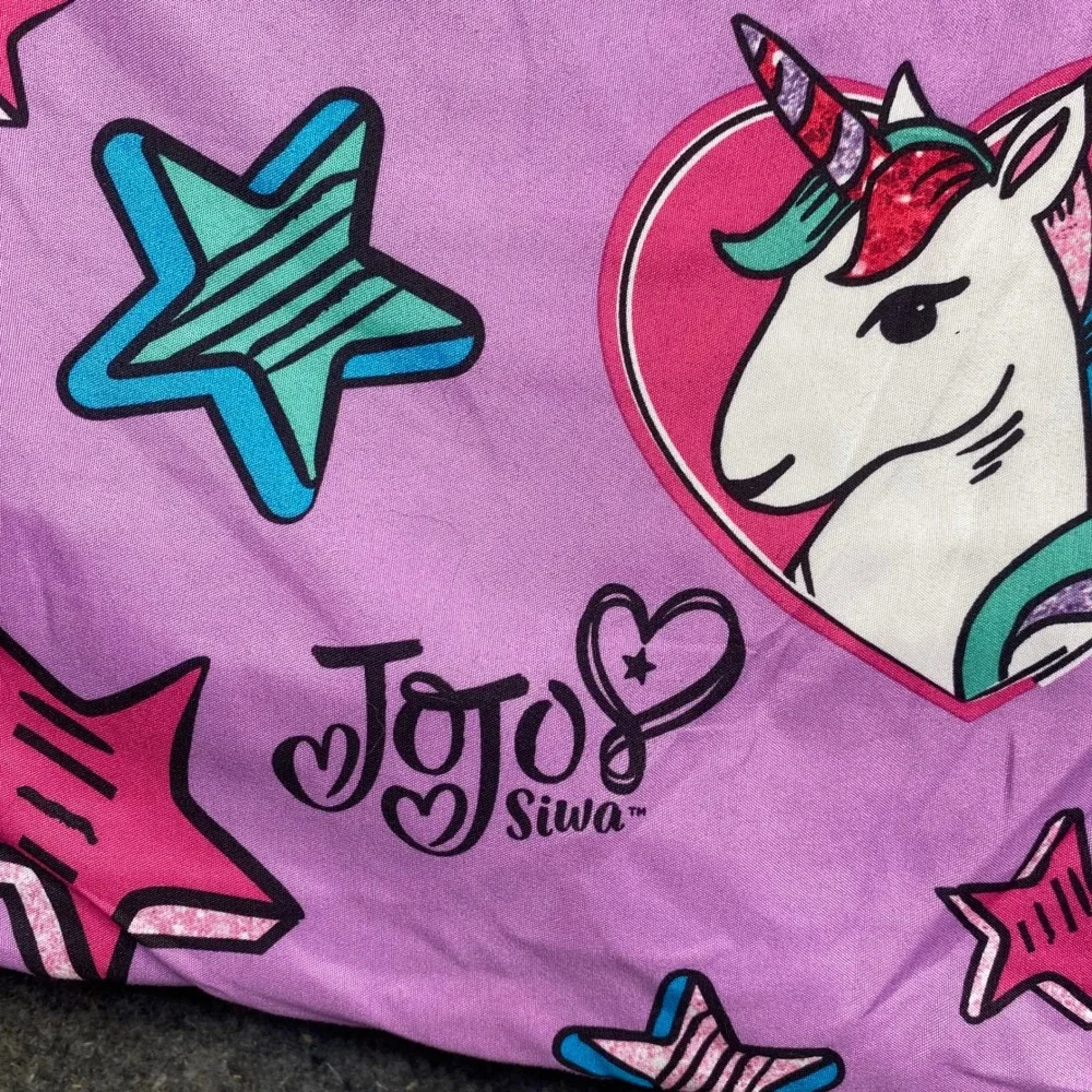 JoJo Siwa Purple Unicorn and Stars Print Kids Bed Sheet Pink Heart Flat Full